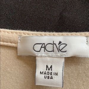 Cache Tops - Cache tan cold shoulder top with torquoise beads Cache Tops - Cache tan cold shoulder top with torquoise beads